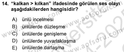 XIV-XV. Yüzyıllar Türk Dili Dersi 2024 - 2025 Yılı Yaz Okulu Sınav Soruları 14. Soru
