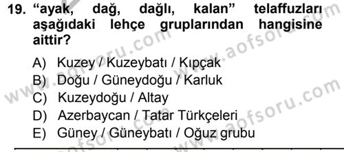 Çağdaş Türk Yazı Dilleri 1 Dersi Ara Sınavı Deneme Sınav Soruları 19. Soru