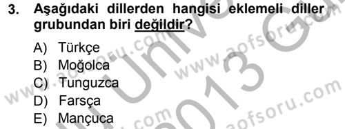Çağdaş Türk Yazı Dilleri 1 Dersi Ara Sınavı Deneme Sınav Soruları 3. Soru