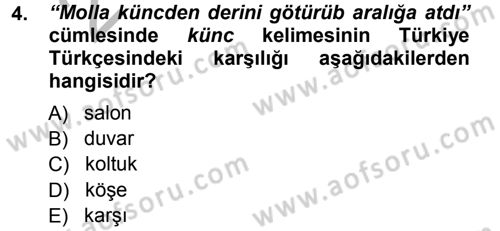 Çağdaş Türk Yazı Dilleri 1 Dersi Ara Sınavı Deneme Sınav Soruları 4. Soru