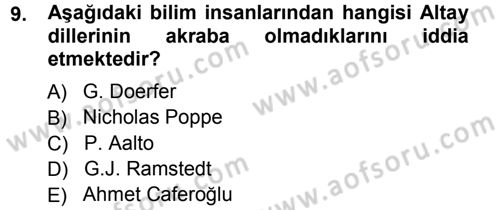 Çağdaş Türk Yazı Dilleri 1 Dersi Ara Sınavı Deneme Sınav Soruları 9. Soru