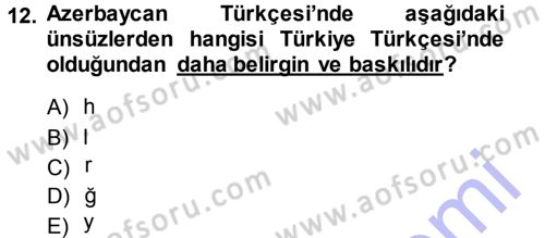 Çağdaş Türk Yazı Dilleri 1 Dersi Ara Sınavı Deneme Sınav Soruları 12. Soru