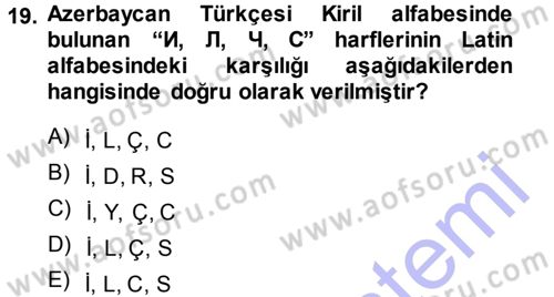 Çağdaş Türk Yazı Dilleri 1 Dersi Ara Sınavı Deneme Sınav Soruları 19. Soru