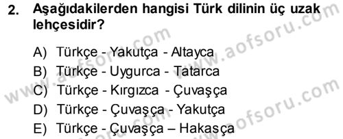 Çağdaş Türk Yazı Dilleri 1 Dersi Ara Sınavı Deneme Sınav Soruları 2. Soru