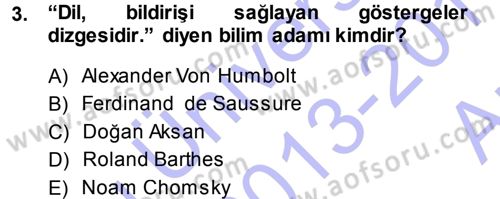 Çağdaş Türk Yazı Dilleri 1 Dersi Ara Sınavı Deneme Sınav Soruları 3. Soru