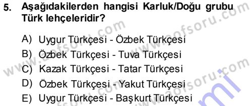 Çağdaş Türk Yazı Dilleri 1 Dersi 2013 - 2014 Yılı (Vize) Ara Sınav Soruları 5. Soru