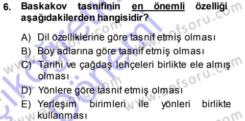 Çağdaş Türk Yazı Dilleri 1 Dersi Ara Sınavı Deneme Sınav Soruları 6. Soru