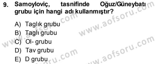 Çağdaş Türk Yazı Dilleri 1 Dersi Ara Sınavı Deneme Sınav Soruları 9. Soru