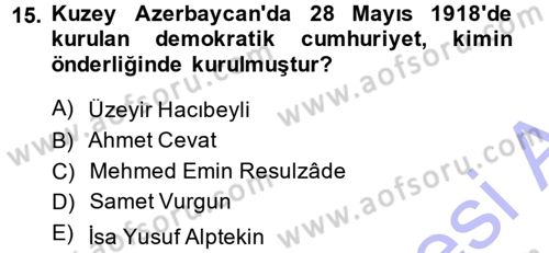 Çağdaş Türk Yazı Dilleri 1 Dersi Ara Sınavı Deneme Sınav Soruları 15. Soru