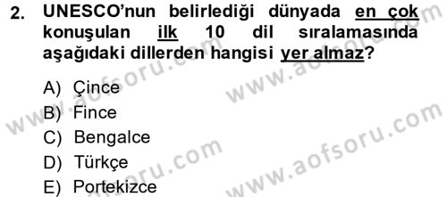 Çağdaş Türk Yazı Dilleri 1 Dersi Ara Sınavı Deneme Sınav Soruları 2. Soru