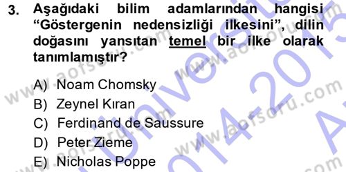 Çağdaş Türk Yazı Dilleri 1 Dersi 2014 - 2015 Yılı (Vize) Ara Sınav Soruları 3. Soru