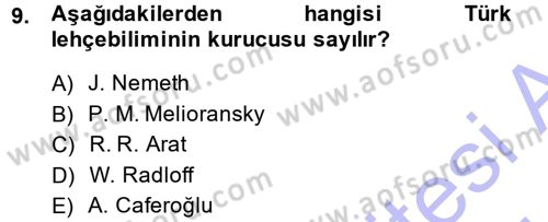 Çağdaş Türk Yazı Dilleri 1 Dersi Ara Sınavı Deneme Sınav Soruları 9. Soru