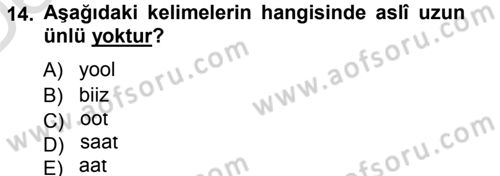 Çağdaş Türk Yazı Dilleri 1 Dersi 2014 - 2015 Yılı Tek Ders Sınav Soruları 14. Soru