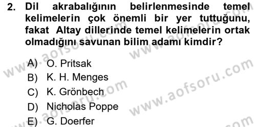 Çağdaş Türk Yazı Dilleri 1 Dersi Ara Sınavı Deneme Sınav Soruları 2. Soru