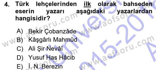 Çağdaş Türk Yazı Dilleri 1 Dersi Ara Sınavı Deneme Sınav Soruları 4. Soru