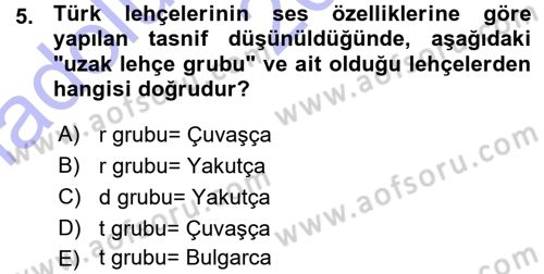 Çağdaş Türk Yazı Dilleri 1 Dersi Ara Sınavı Deneme Sınav Soruları 5. Soru