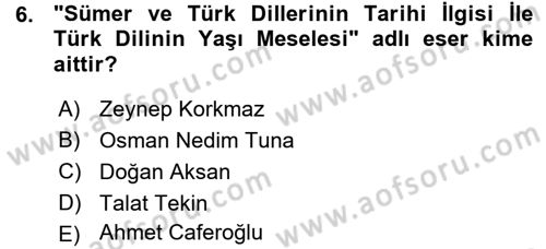 Çağdaş Türk Yazı Dilleri 1 Dersi 2015 - 2016 Yılı (Vize) Ara Sınav Soruları 6. Soru
