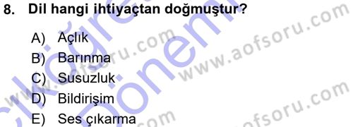 Çağdaş Türk Yazı Dilleri 1 Dersi Ara Sınavı Deneme Sınav Soruları 8. Soru