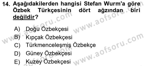 Çağdaş Türk Yazı Dilleri 1 Dersi 2015 - 2016 Yılı (Final) Dönem Sonu Sınavı 14. Soru