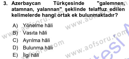 Çağdaş Türk Yazı Dilleri 1 Dersi 2015 - 2016 Yılı (Final) Dönem Sonu Sınavı 3. Soru