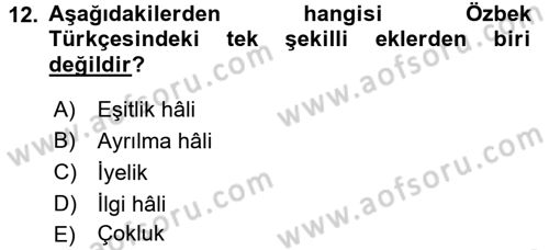 Çağdaş Türk Yazı Dilleri 1 Dersi 2015 - 2016 Yılı Tek Ders Sınav Soruları 12. Soru