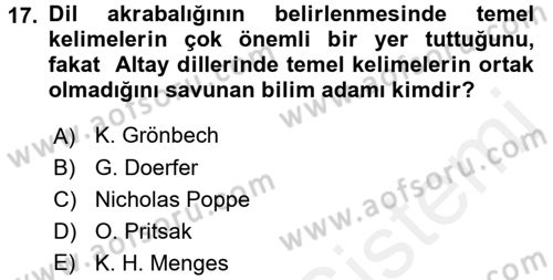 Çağdaş Türk Yazı Dilleri 1 Dersi 2015 - 2016 Yılı Tek Ders Sınav Soruları 17. Soru