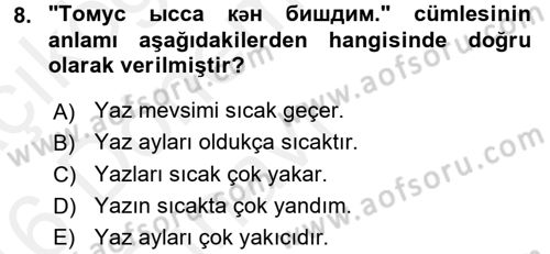 Çağdaş Türk Yazı Dilleri 1 Dersi 2015 - 2016 Yılı Tek Ders Sınav Soruları 8. Soru