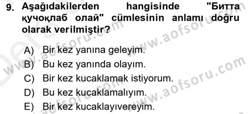 Çağdaş Türk Yazı Dilleri 1 Dersi 2015 - 2016 Yılı Tek Ders Sınav Soruları 9. Soru