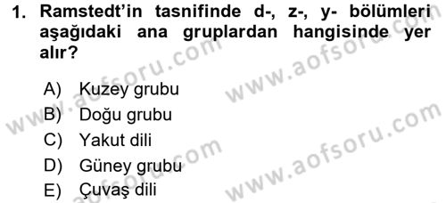Çağdaş Türk Yazı Dilleri 1 Dersi Ara Sınavı Deneme Sınav Soruları 1. Soru