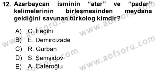 Çağdaş Türk Yazı Dilleri 1 Dersi Ara Sınavı Deneme Sınav Soruları 12. Soru