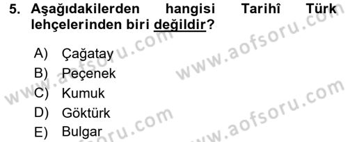 Çağdaş Türk Yazı Dilleri 1 Dersi 2016 - 2017 Yılı (Vize) Ara Sınav Soruları 5. Soru