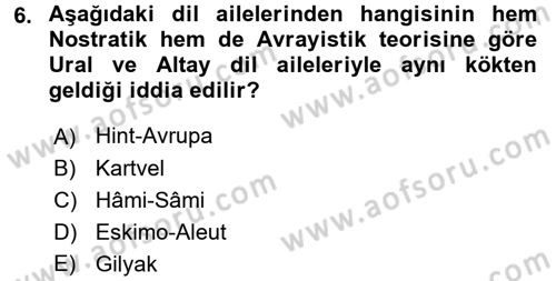 Çağdaş Türk Yazı Dilleri 1 Dersi Ara Sınavı Deneme Sınav Soruları 6. Soru