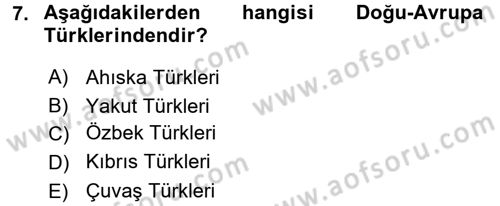 Çağdaş Türk Yazı Dilleri 1 Dersi Ara Sınavı Deneme Sınav Soruları 7. Soru