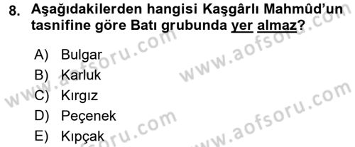 Çağdaş Türk Yazı Dilleri 1 Dersi 2016 - 2017 Yılı (Vize) Ara Sınav Soruları 8. Soru