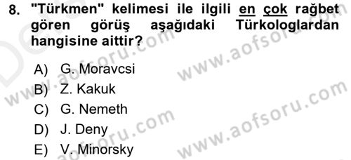 Çağdaş Türk Yazı Dilleri 1 Dersi 2017 - 2018 Yılı 3 Ders Sınav Soruları 8. Soru