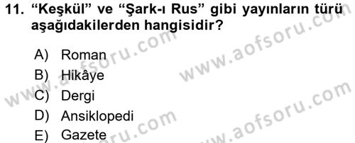 Çağdaş Türk Yazı Dilleri 1 Dersi Ara Sınavı Deneme Sınav Soruları 11. Soru