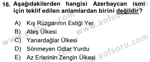 Çağdaş Türk Yazı Dilleri 1 Dersi Ara Sınavı Deneme Sınav Soruları 16. Soru