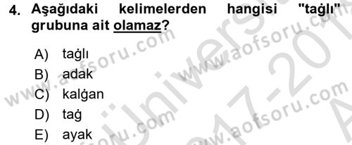 Çağdaş Türk Yazı Dilleri 1 Dersi 2017 - 2018 Yılı (Vize) Ara Sınav Soruları 4. Soru