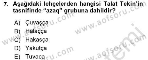 Çağdaş Türk Yazı Dilleri 1 Dersi Ara Sınavı Deneme Sınav Soruları 7. Soru