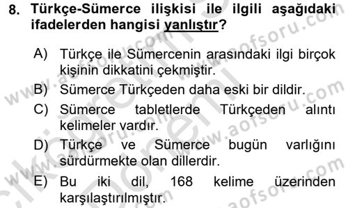 Çağdaş Türk Yazı Dilleri 1 Dersi 2017 - 2018 Yılı (Vize) Ara Sınav Soruları 8. Soru