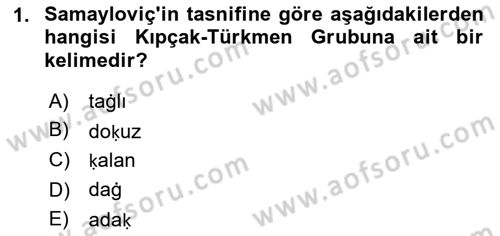 Çağdaş Türk Yazı Dilleri 1 Dersi Ara Sınavı Deneme Sınav Soruları 1. Soru