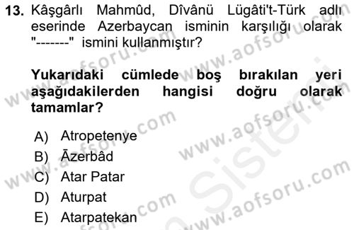 Çağdaş Türk Yazı Dilleri 1 Dersi Ara Sınavı Deneme Sınav Soruları 13. Soru