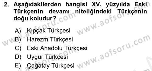 Çağdaş Türk Yazı Dilleri 1 Dersi Ara Sınavı Deneme Sınav Soruları 2. Soru