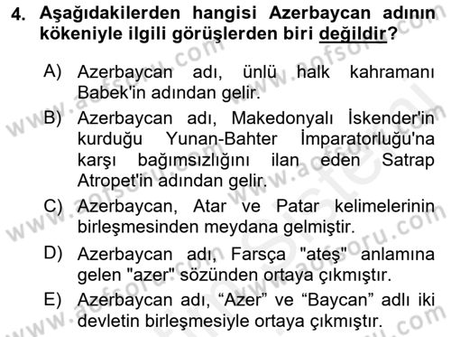 Çağdaş Türk Yazı Dilleri 1 Dersi 2018 - 2019 Yılı (Final) Dönem Sonu Sınavı 4. Soru