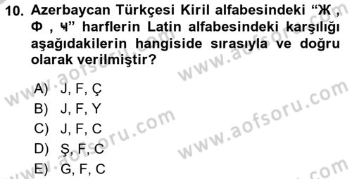 Çağdaş Türk Yazı Dilleri 1 Dersi 2018 - 2019 Yılı Yaz Okulu Sınav Soruları 10. Soru