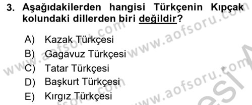 Çağdaş Türk Yazı Dilleri 1 Dersi 2018 - 2019 Yılı Yaz Okulu Sınav Soruları 3. Soru