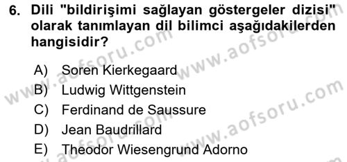 Çağdaş Türk Yazı Dilleri 1 Dersi 2018 - 2019 Yılı Yaz Okulu Sınav Soruları 6. Soru