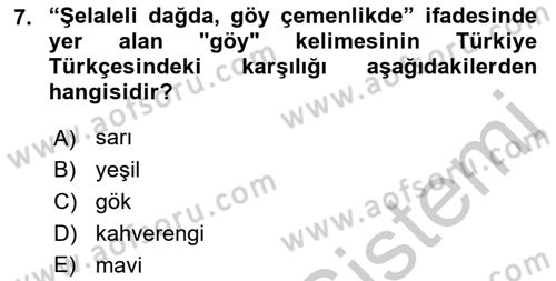 Çağdaş Türk Yazı Dilleri 1 Dersi 2018 - 2019 Yılı Yaz Okulu Sınav Soruları 7. Soru