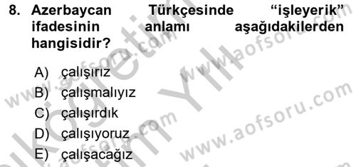 Çağdaş Türk Yazı Dilleri 1 Dersi 2018 - 2019 Yılı Yaz Okulu Sınav Soruları 8. Soru