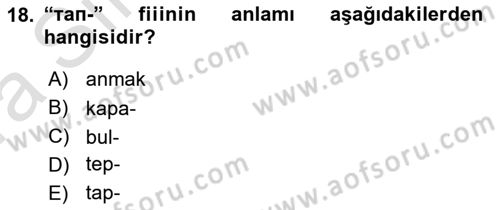 Çağdaş Türk Yazı Dilleri 1 Dersi Ara Sınavı Deneme Sınav Soruları 18. Soru